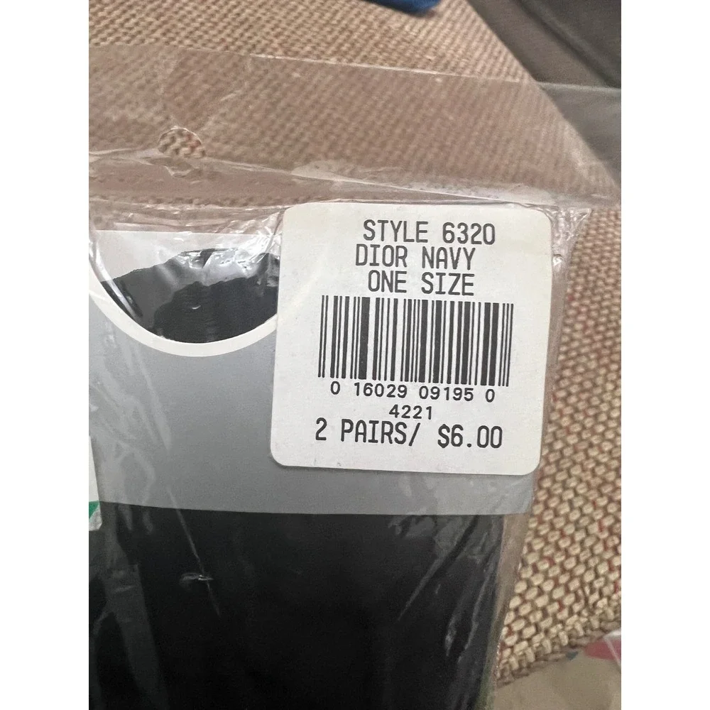 Christian Dior Ultra Sheer Knee High Stockings Sandalfoot Navy 2 Pairs 6320 OS